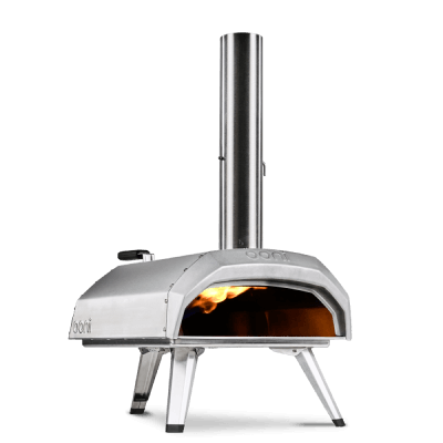 Karu 12 pizza oven with flames lit