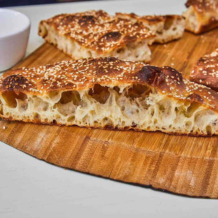 Sesam-Vollkorn-Focaccia über Nacht