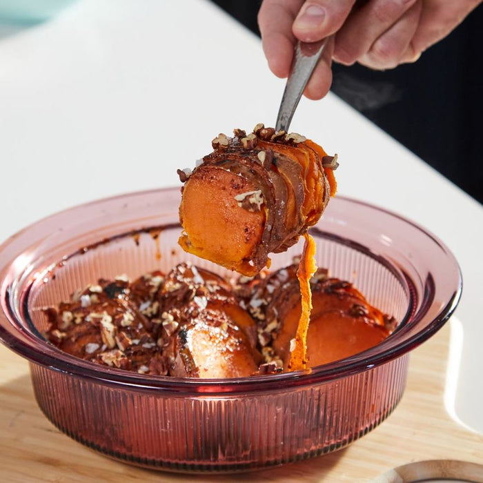 Dessert mit Süßkartoffeln, Ahornsirup und Aleppo-Chili.