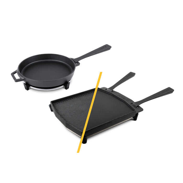 Ooni Dual-Sided Grizzler Plate and Cast Iron Skillet Pan Bundle | Klicke auf dieses Bild, um den Galeriemodus des Produkts zu öffnen. Der Produktbild-Galeriemodus ermöglicht es dir, die Bilder zu vergrößern.