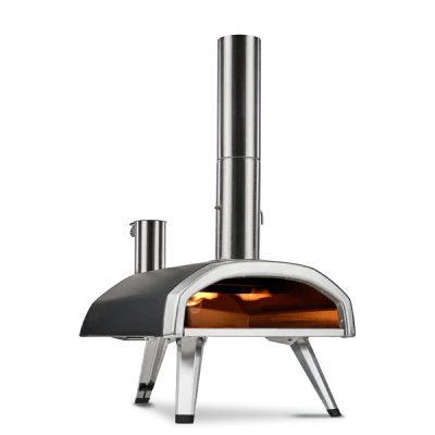 Fyra 12 pizza oven with flames lit