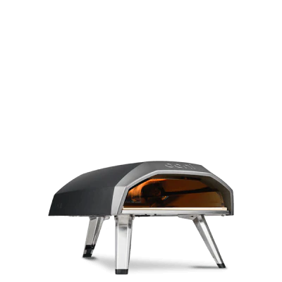 Koda 12 pizza oven with flames lit